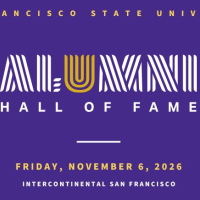 A purple Alumni Hall of Fame invitation that will be on Nov. 6, 2026