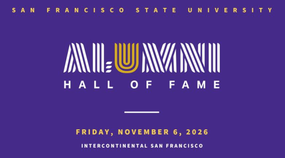 A purple Alumni Hall of Fame invitation that will be on Nov. 6, 2026